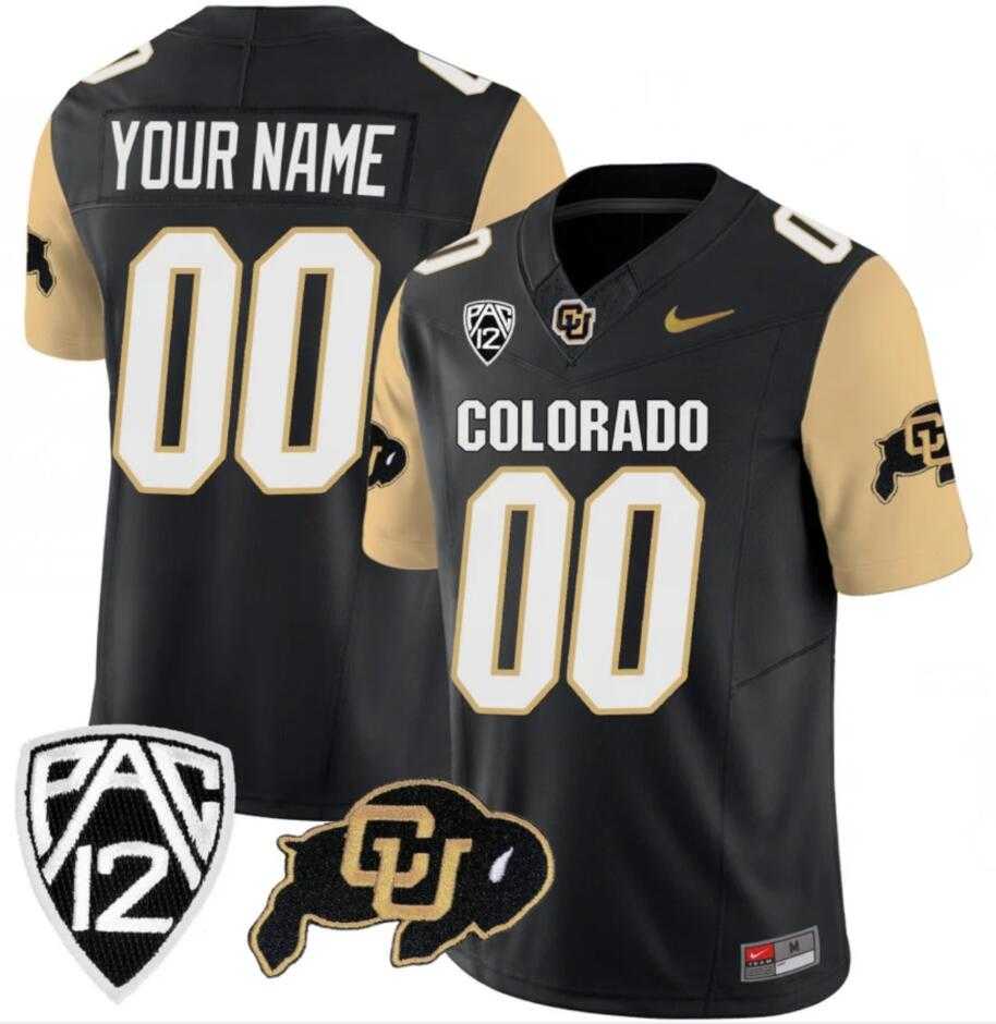 Mens Colorado Buffaloes Active Player Custom Black Brown 2024 F.U.S.E. With Big 12 XII Patch Stitched Football Jersey